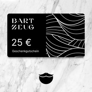 Bartpracht Geschenkgutschein 25 € auf Marmor-Hintergrund